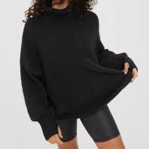 Aerie Gray Turtleneck Sweater with Ribbed Knit